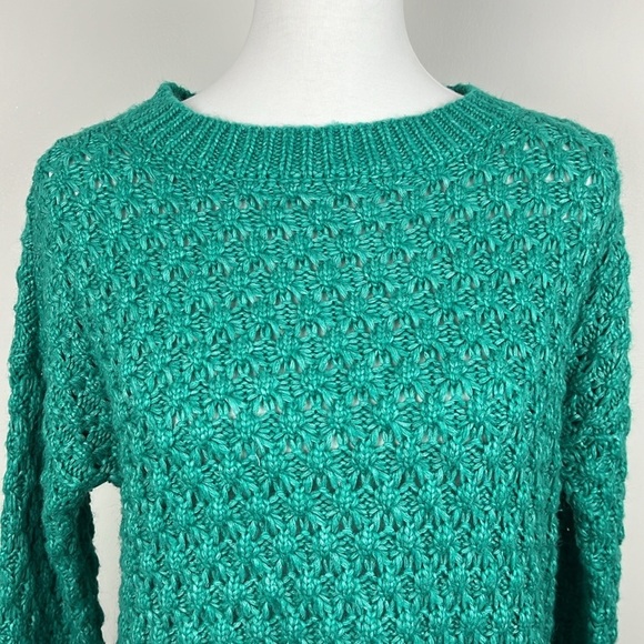 Loft Bobble Stitch Wool Blend Chunky Green Cozy Textured Sweater Sz S Cozycore - Picture 3 of 11